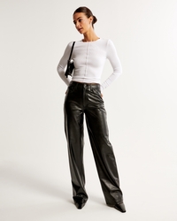 Women's Vegan Leather High Rise Loose Pant | Women's Clearance