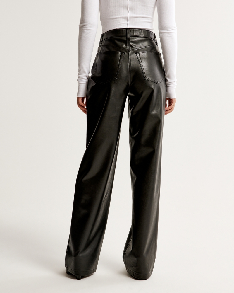 パンツ NKNIT vegan leather high-rise pants BLANKNYC] Womens High Rise Vegan Leather Pant, Straight Leg