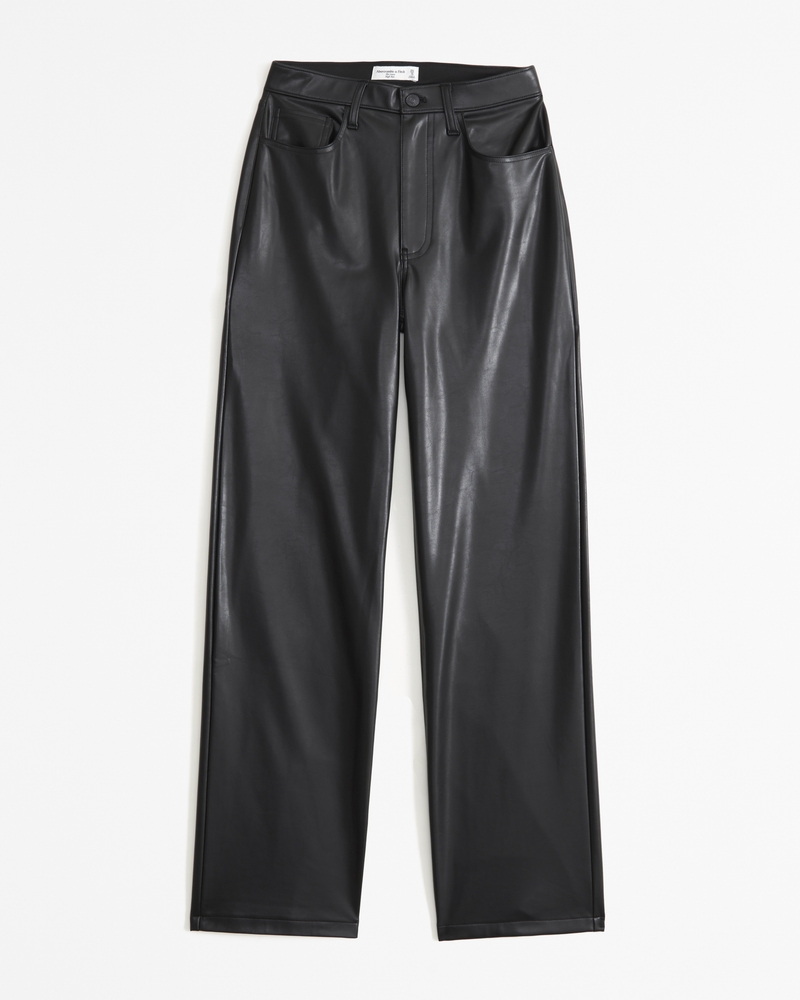 High-waisted black vegan leather pants - leather high waisted black