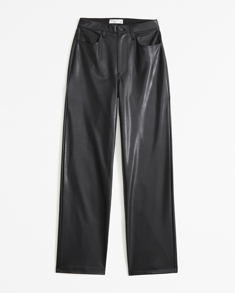 Faux Wide-Leg Leather Pants New Arrivals !!! Colors :- Black. Size