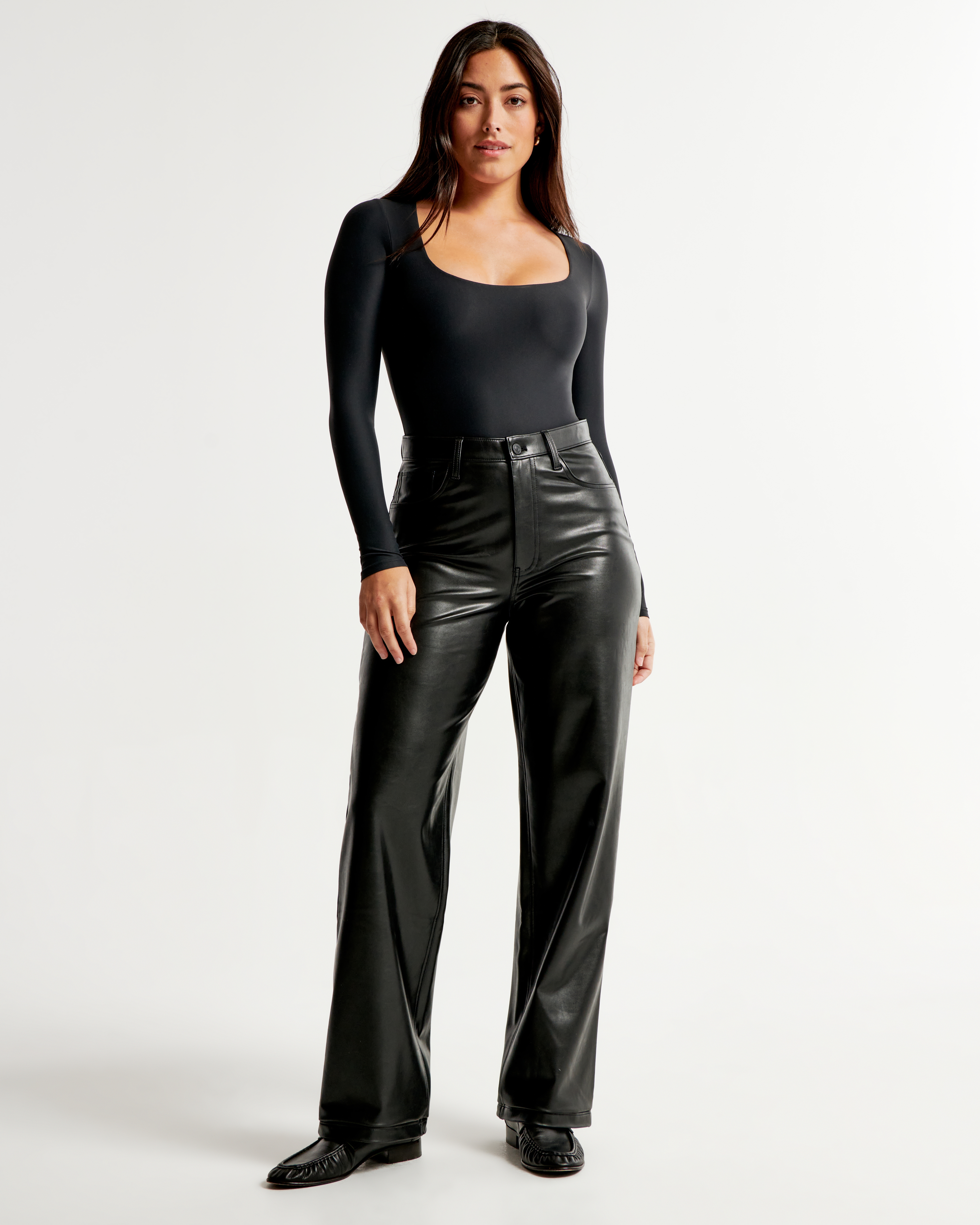 Womens high store waisted leather jeans