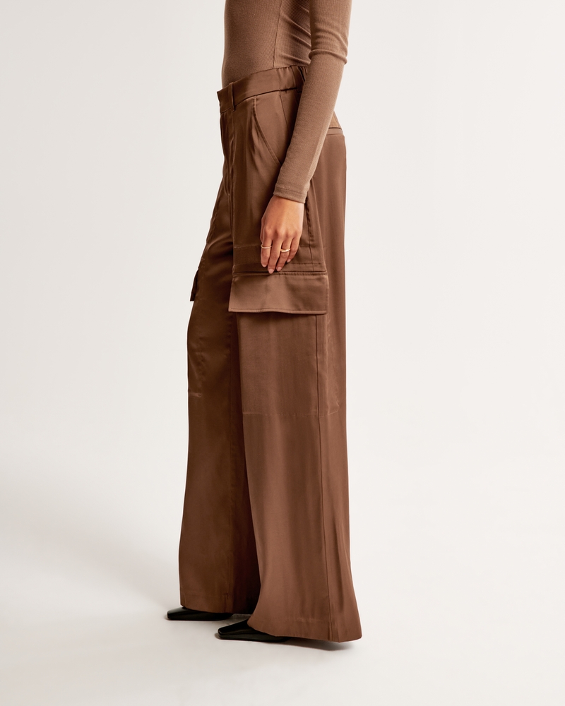 ANA a New Approach Size 8 Tall Women's Wide Leg Pants Brown Twill