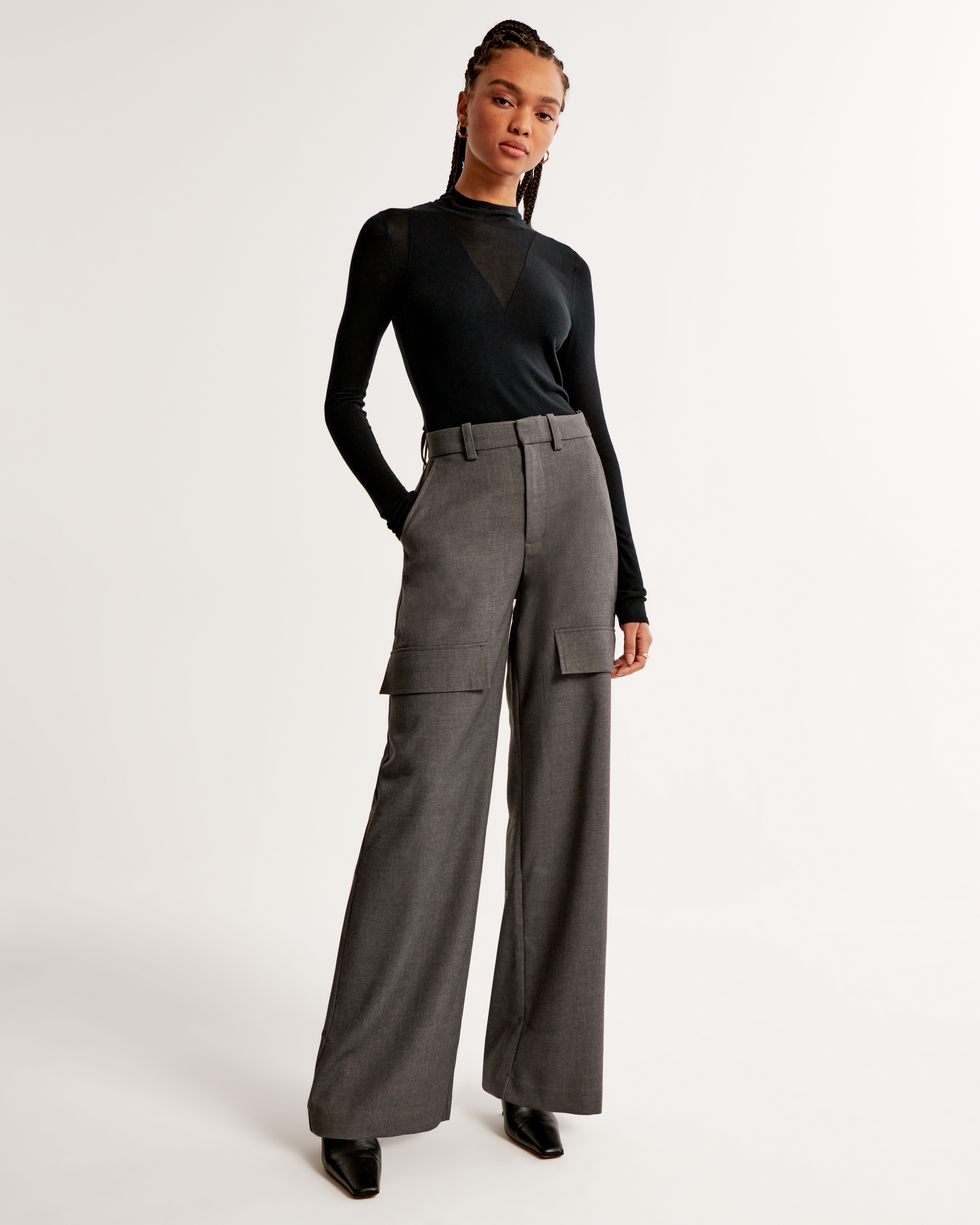 Midweight Suiting Wide Leg Cargo Pant