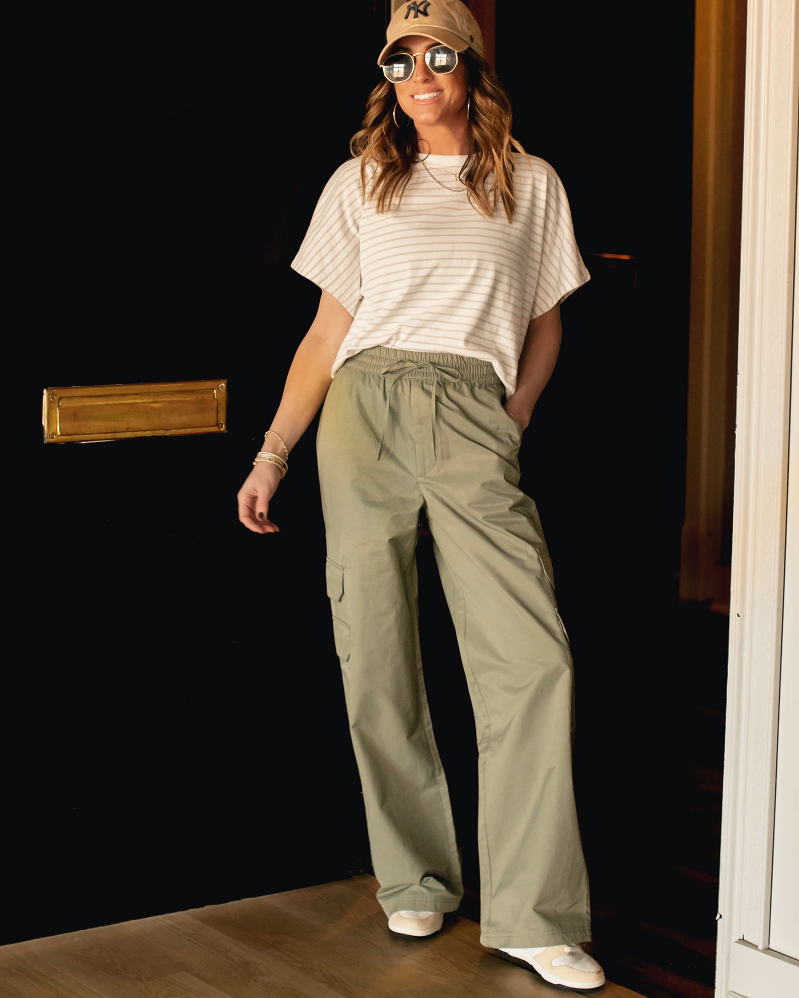 Rumer Wide Leg Cargo Pant in soft gold