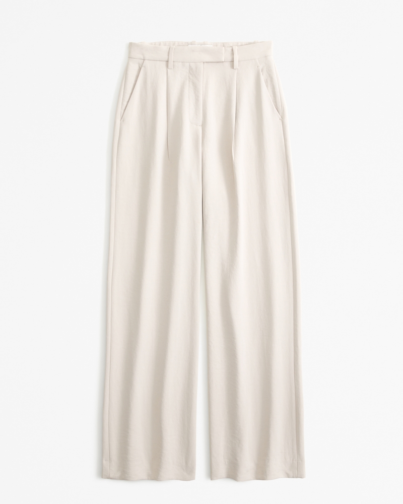 Mujer Pantalones de crepé premium con corte de sastre A&F Harper, Mujer  Liquidación