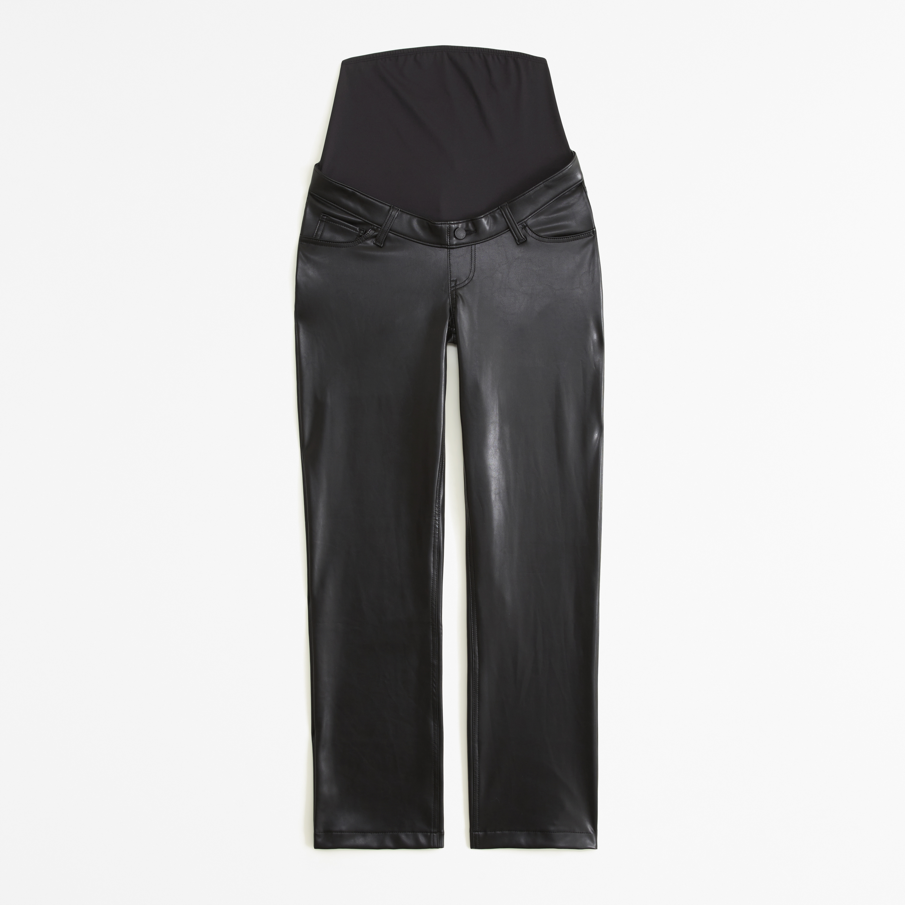 Abercrombie & Fitch Maternity Vegan Leather 90s Straight Pant In Black
