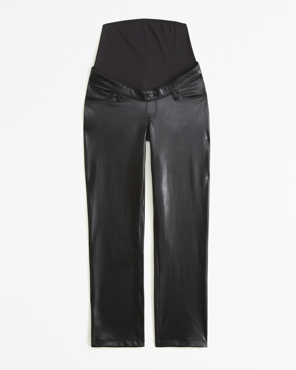 Maternity Vegan Leather 90s Straight Pant, Black