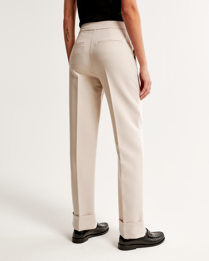 Women's High Rise Cuffed Tailored Straight Pant