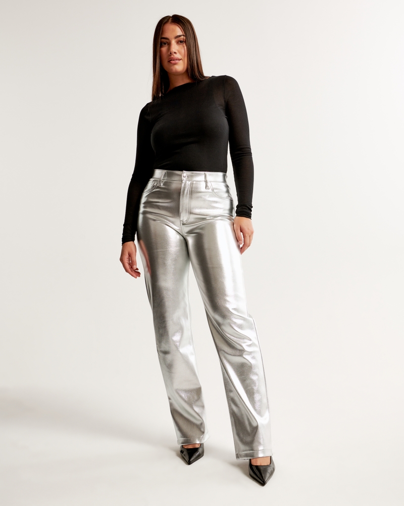 Women's Vegan Leather 90s Relaxed Pant, Women's Bottoms