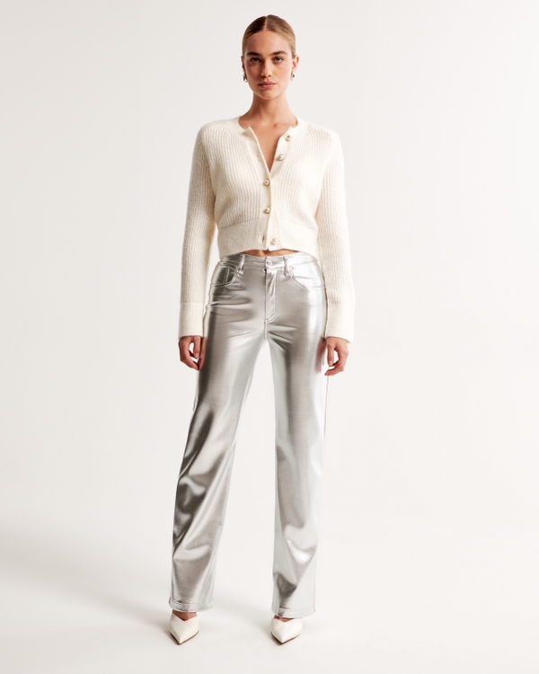 Vegan Leather 90s Relaxed Pant, Silver