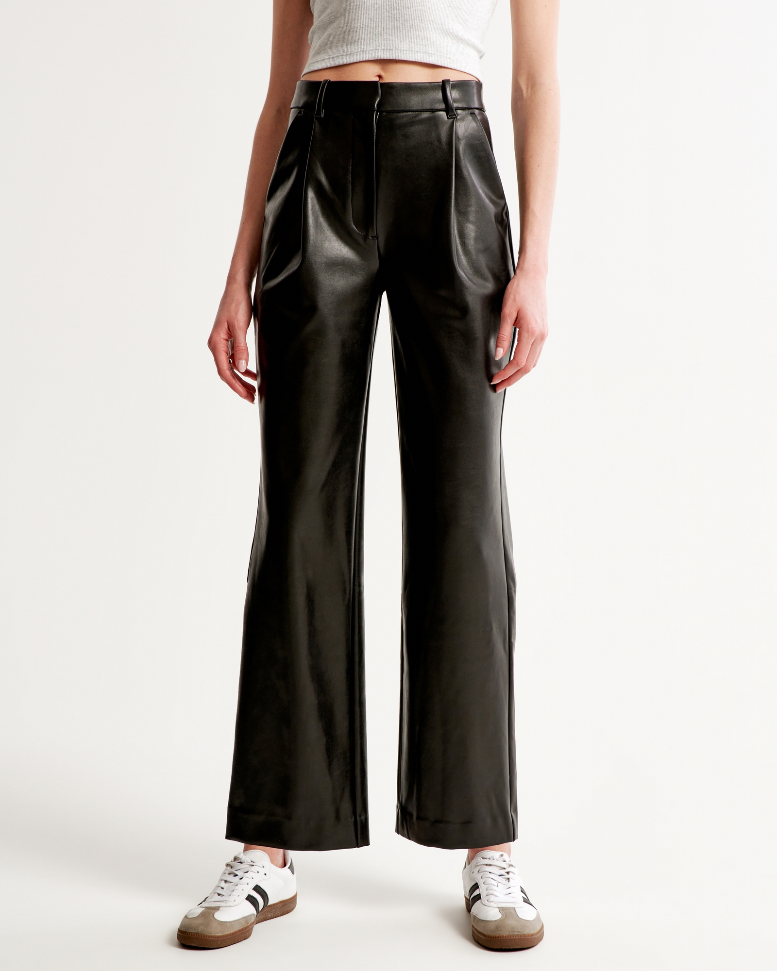 Tailored Vegan Leather Relaxed Straight Pant
