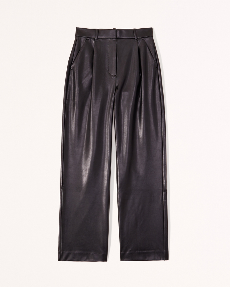 Women's Tailored Vegan Leather Relaxed Straight Pant Women's