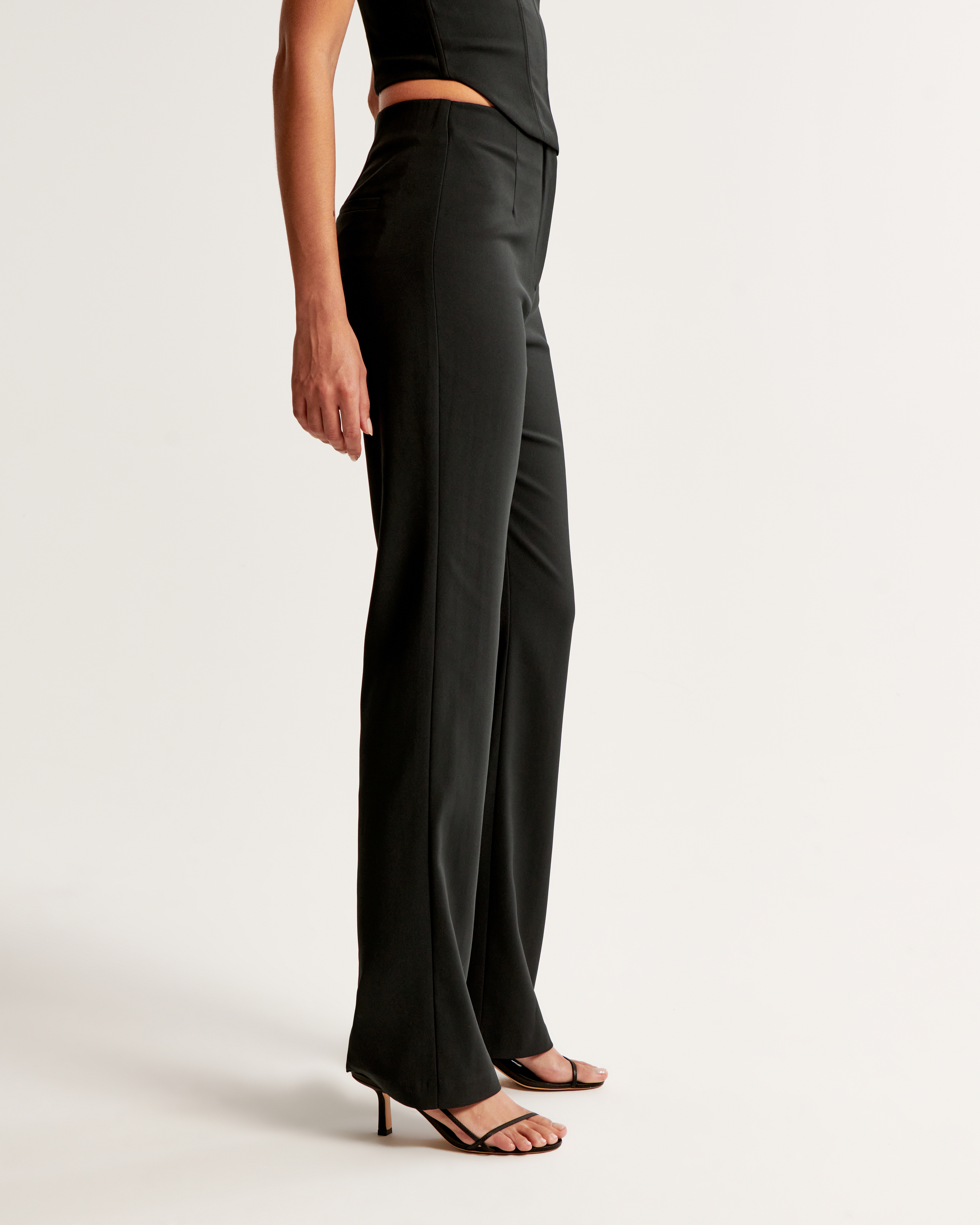 High rise straight leg trousers best sale