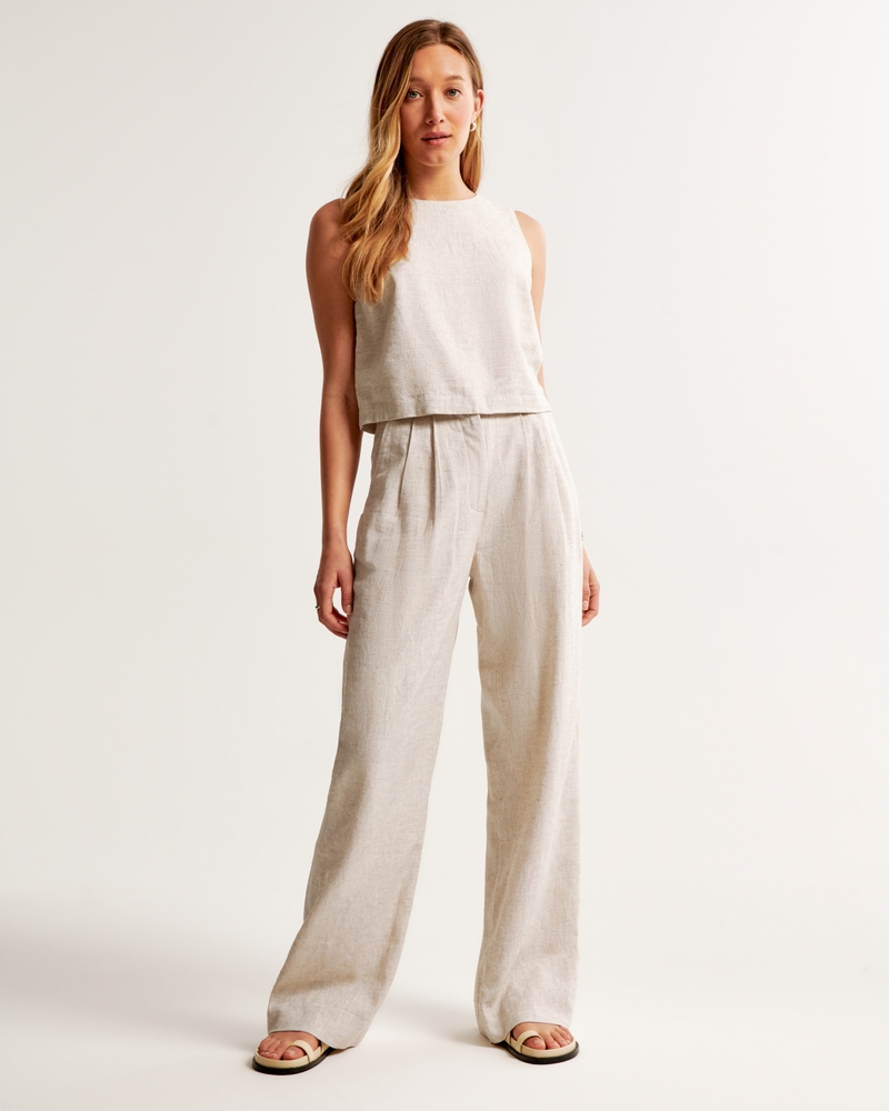 Women's A&F Sloane Tailored Linen-Blend Pant | Women's Bottoms | Abercrombie.com
