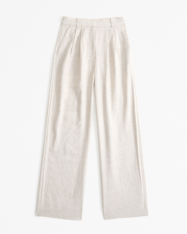 A&F Sloane Tailored Linen-Blend Pant, Light Beige
