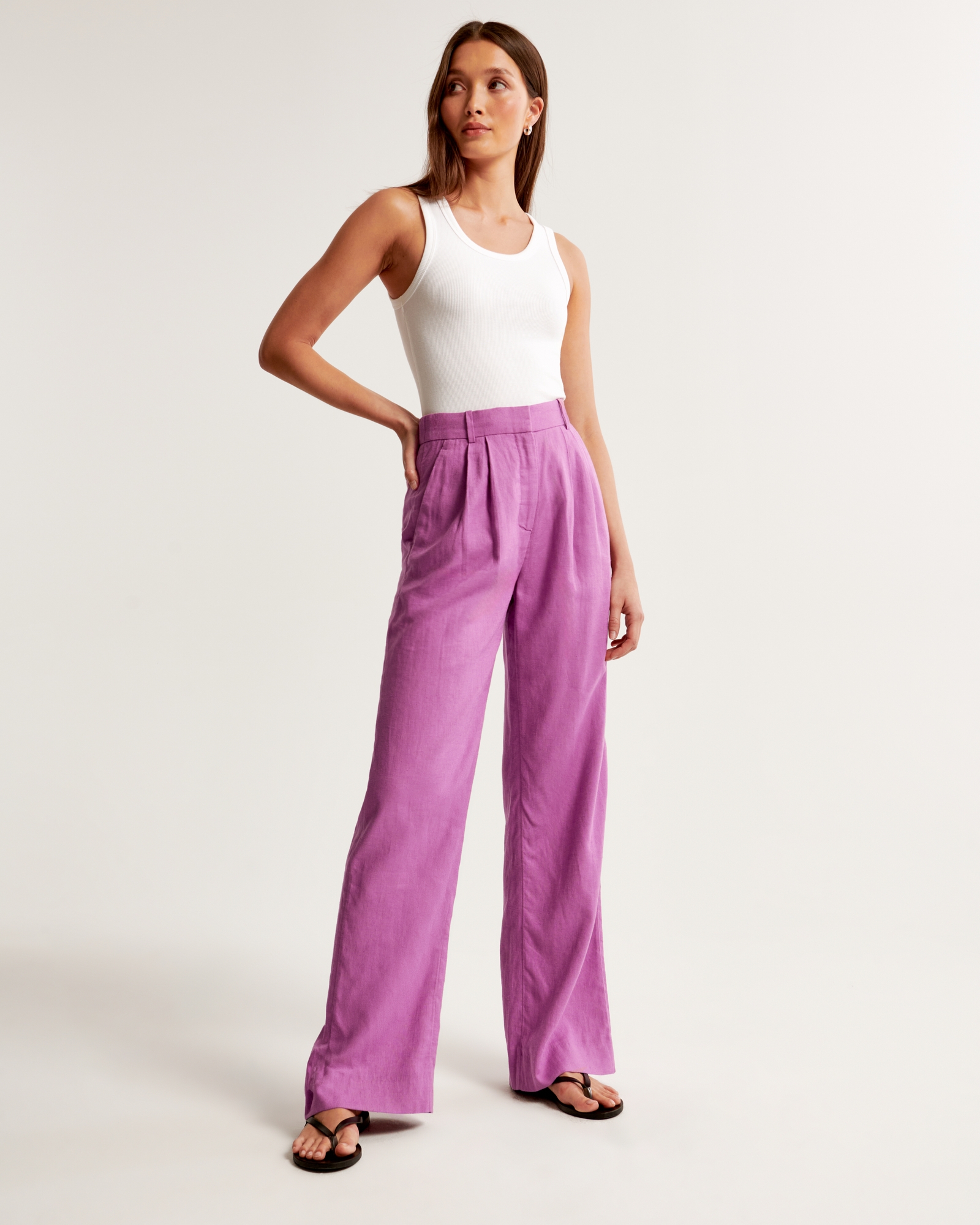 Women's A&F Sloane Tailored Linen-Blend Pant