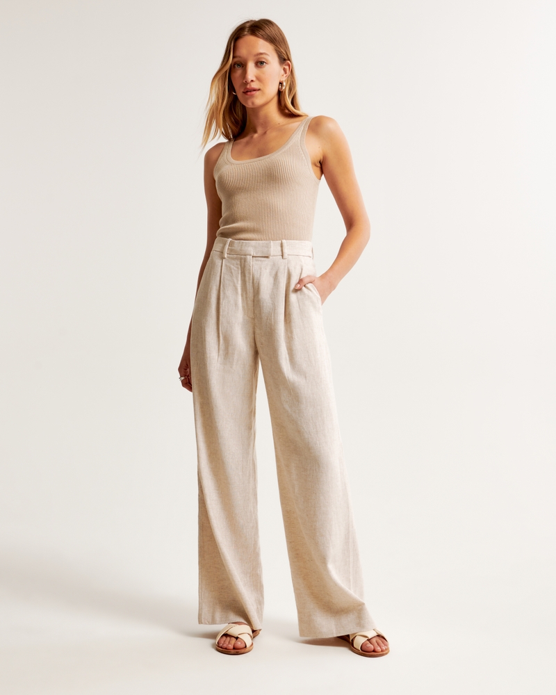 Women's A&F Harper Tailored Linen-Blend Pant | Women's | Abercrombie.com