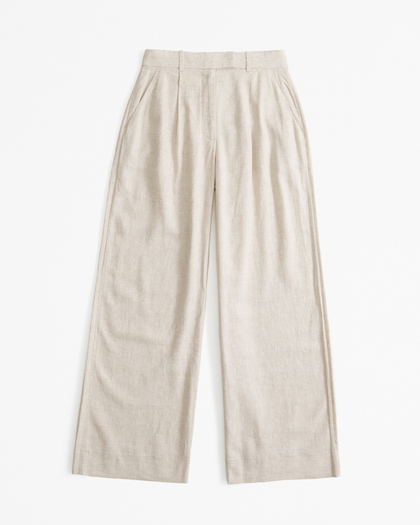 A&F Harper Tailored Linen-Blend Pant, Light Beige