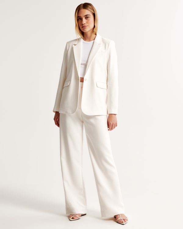 Relaxed Slim Linen Blend Tailored Pant - Pale Pink, Suit Pants