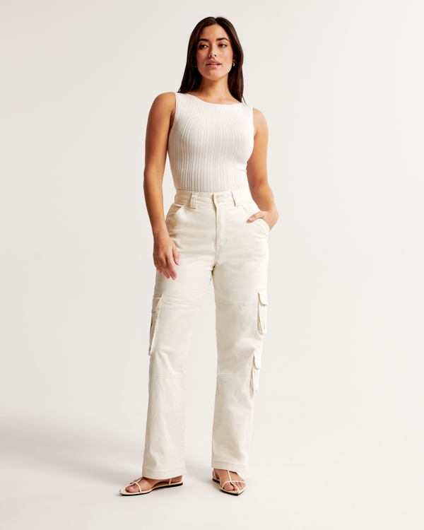 Curve Love Relaxed Cargo Pant, Cream view 1