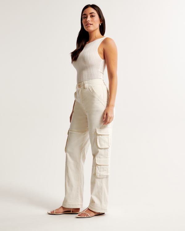 Curve Love Relaxed Cargo Pant, Cream view 2