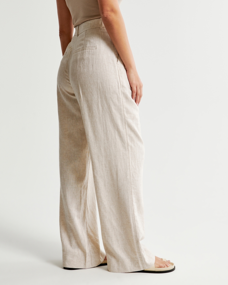 Curve Love A&F Sloane Tailored Linen-Blend Pant