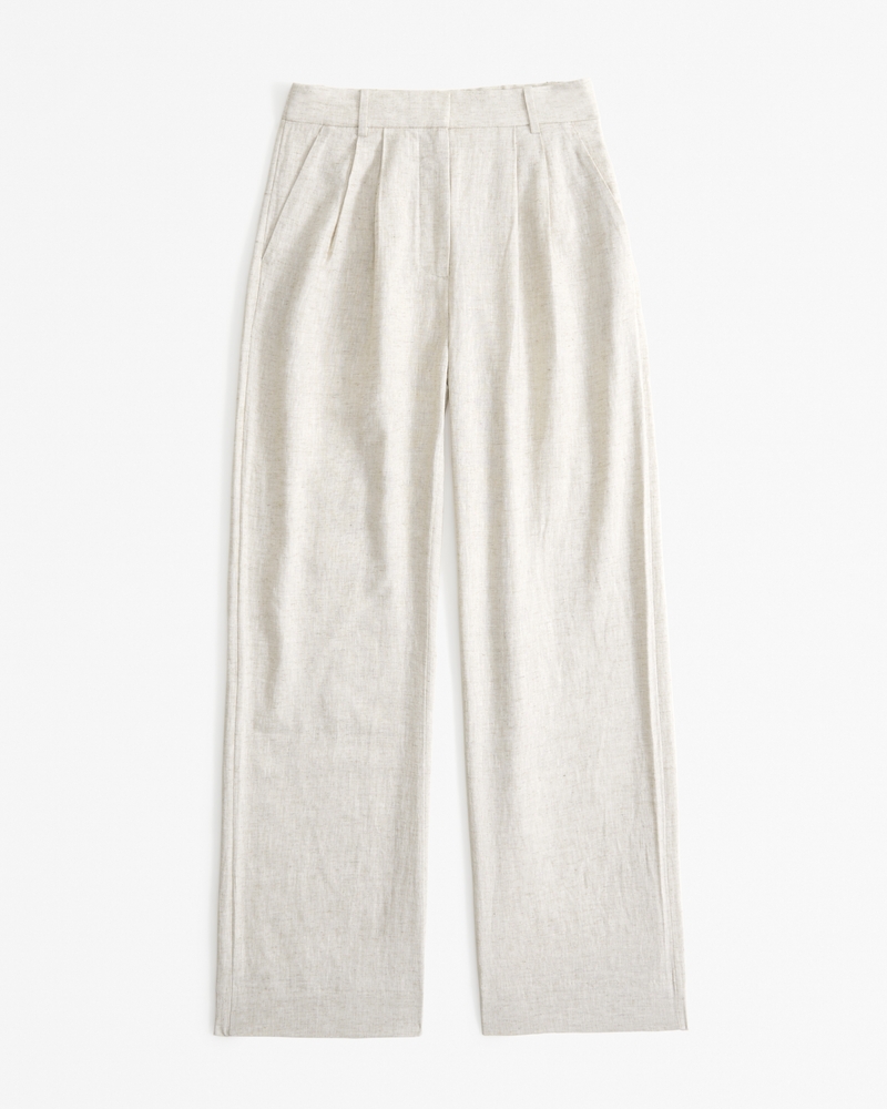 Women's Curve Love A&F Sloane Tailored Linen-Blend Pant, Women's Bottoms