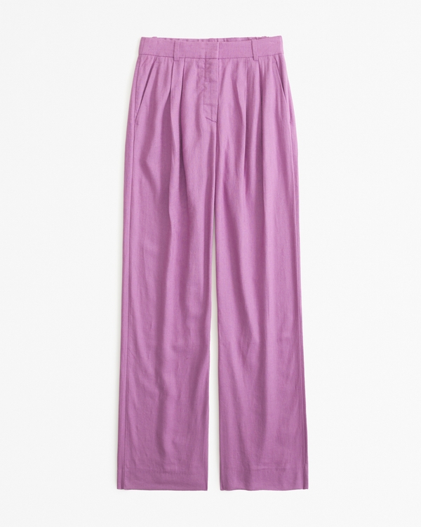 Curve Love A&F Sloane Tailored Linen-Blend Pant, Purple