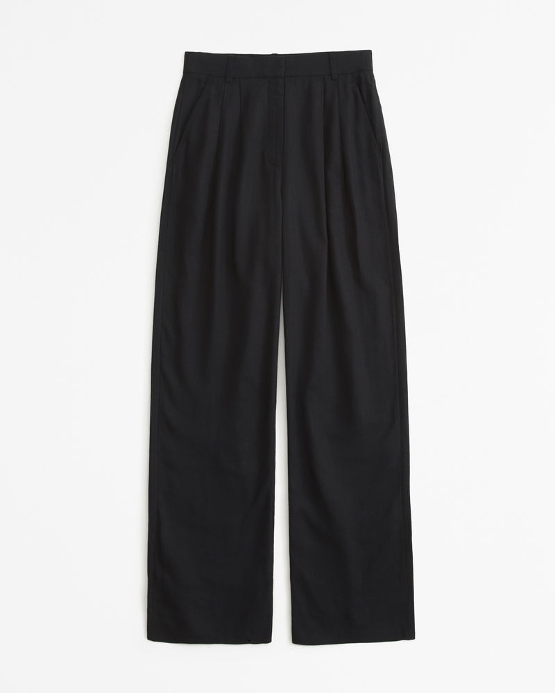 Women's Curve Love A&F Sloane Tailored Linen-Blend Pant | Women's ...