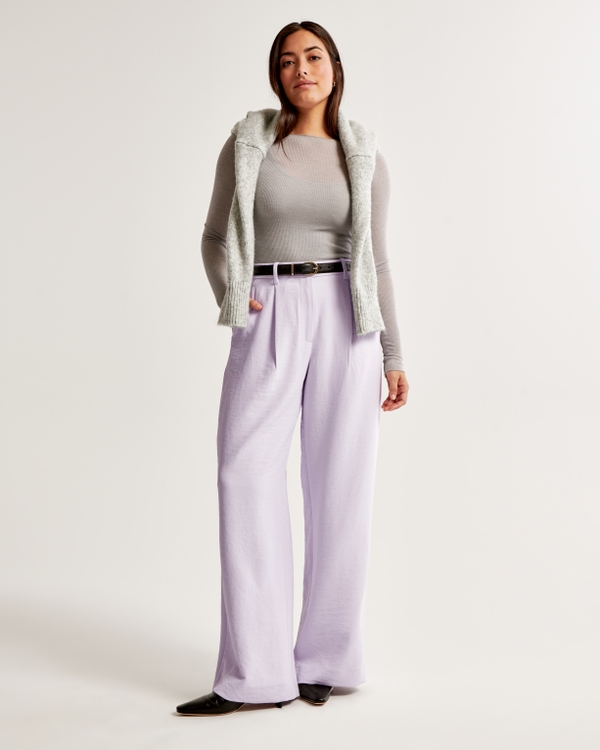 Curve Love A&F Harper Tailored Premium Crepe Pant, Light Purple