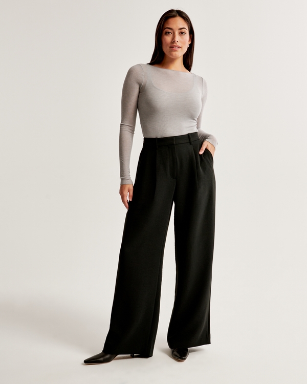 Curve Love A&F Harper Tailored Premium Crepe Pant, Black