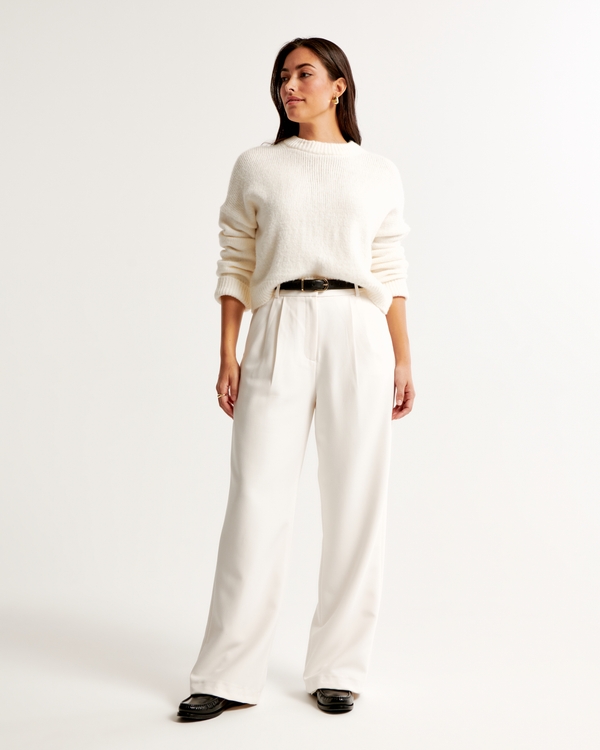 Curve Love A&F Sloane Tailored Pant, Cream