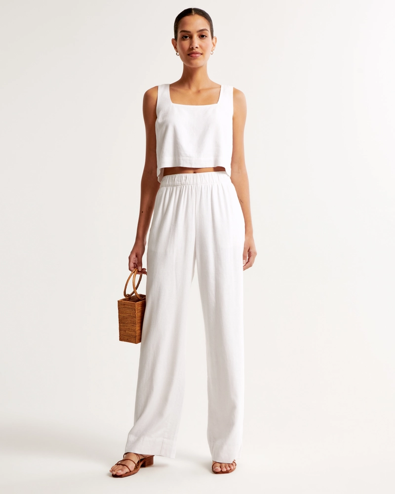 Linen-Blend Pull-On Pant