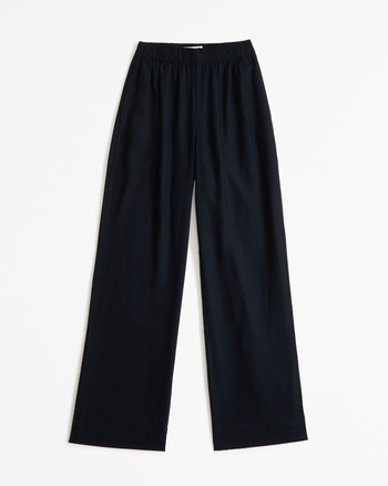 Black wide leg linen pants top