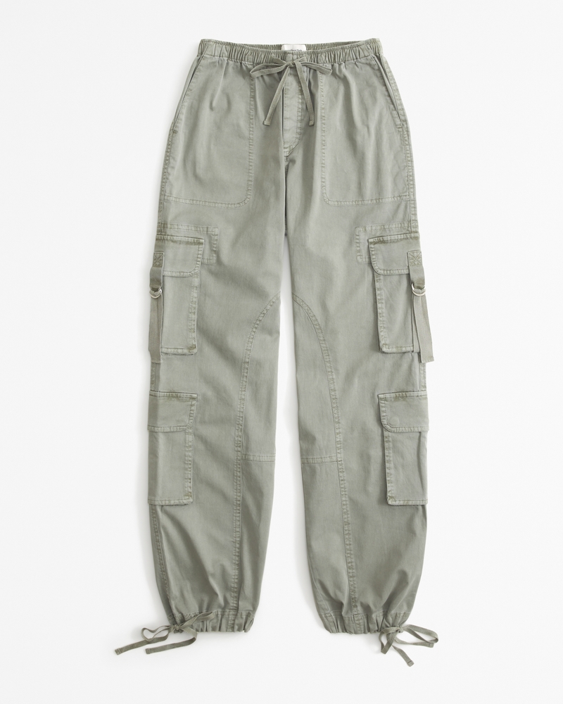 Women's Green Cargo Pants, Low-Waisted & Jogger