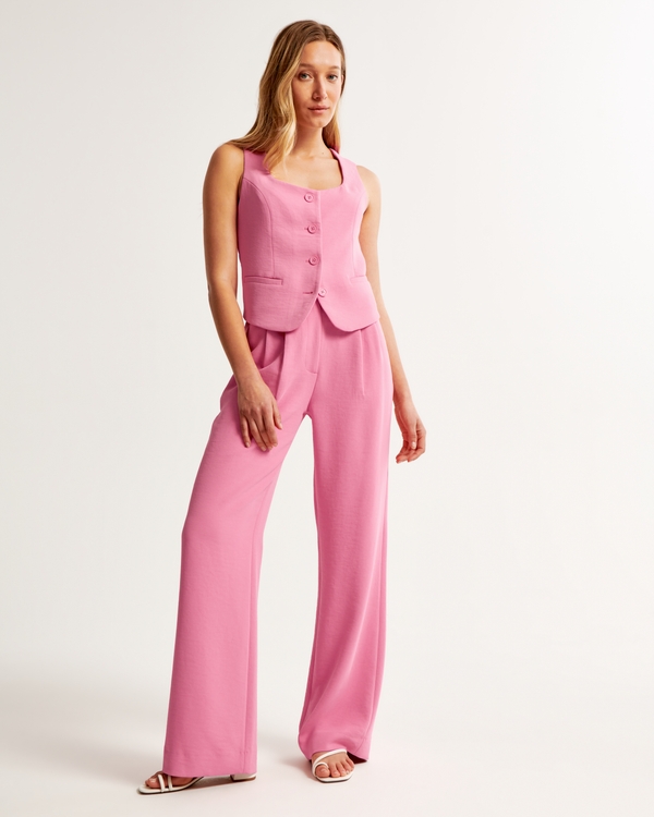 A&F Sloane Tailored Premium Crepe Pant, Pink