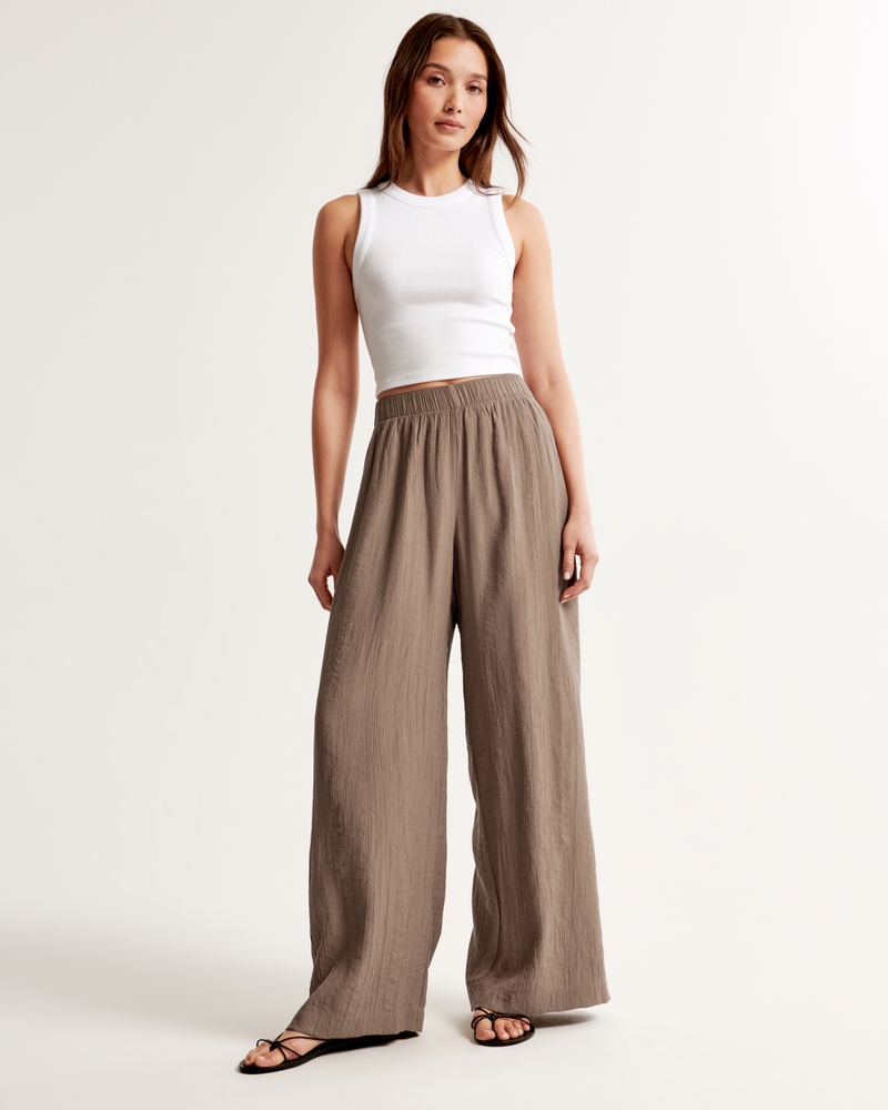Cotton:On Plus Cotton: On Curve textured pull on flare pants in