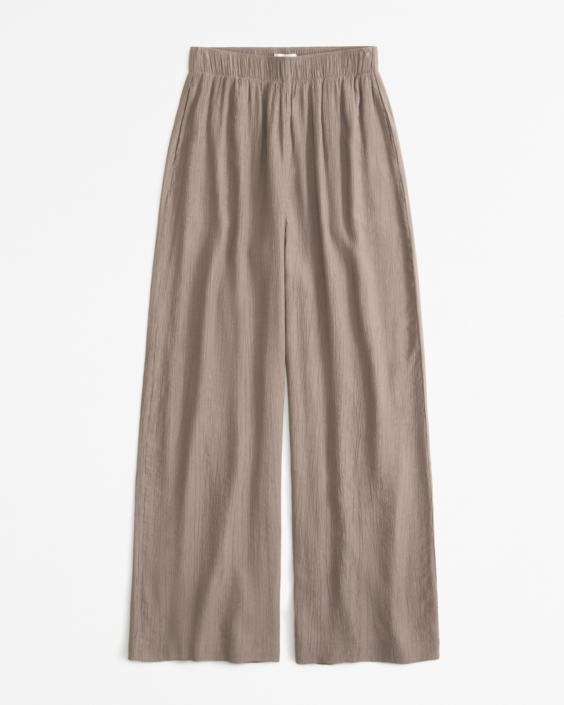 Crinkle Textured Pull On Pant