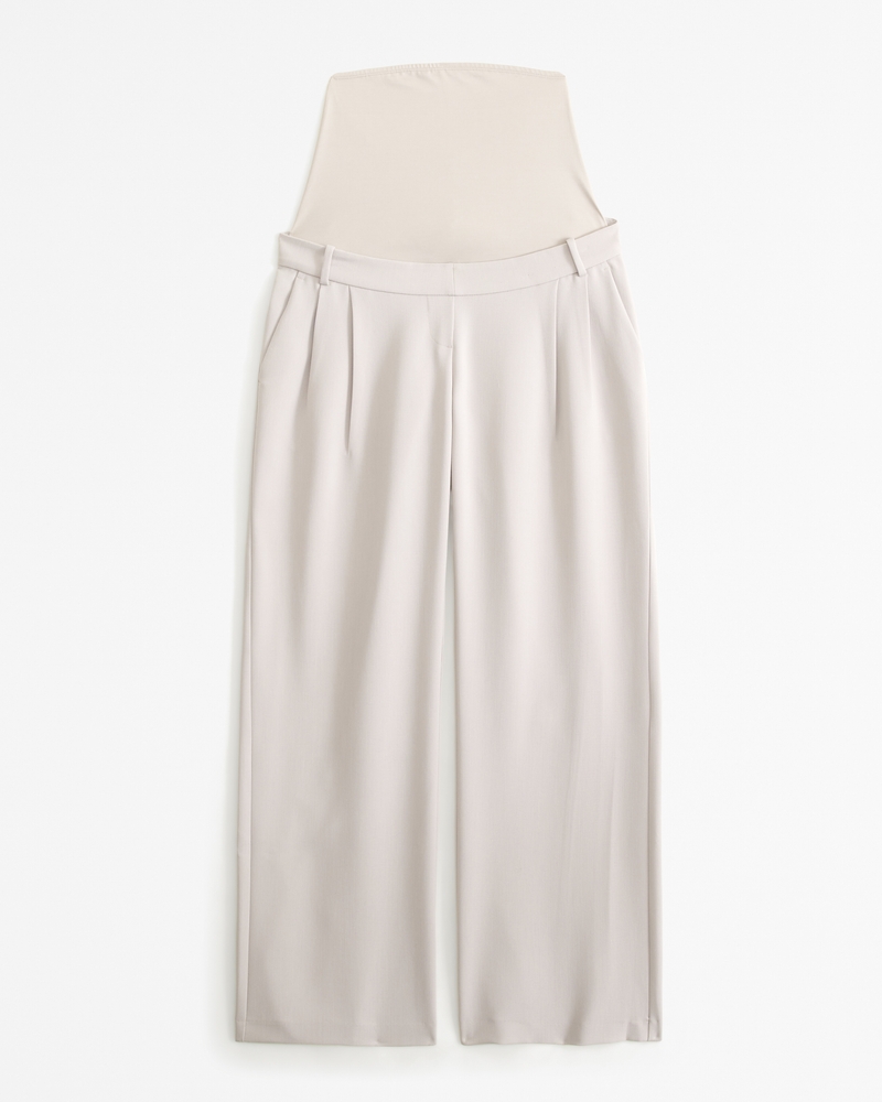 Tailored Taupe Cropped Maternity Pants