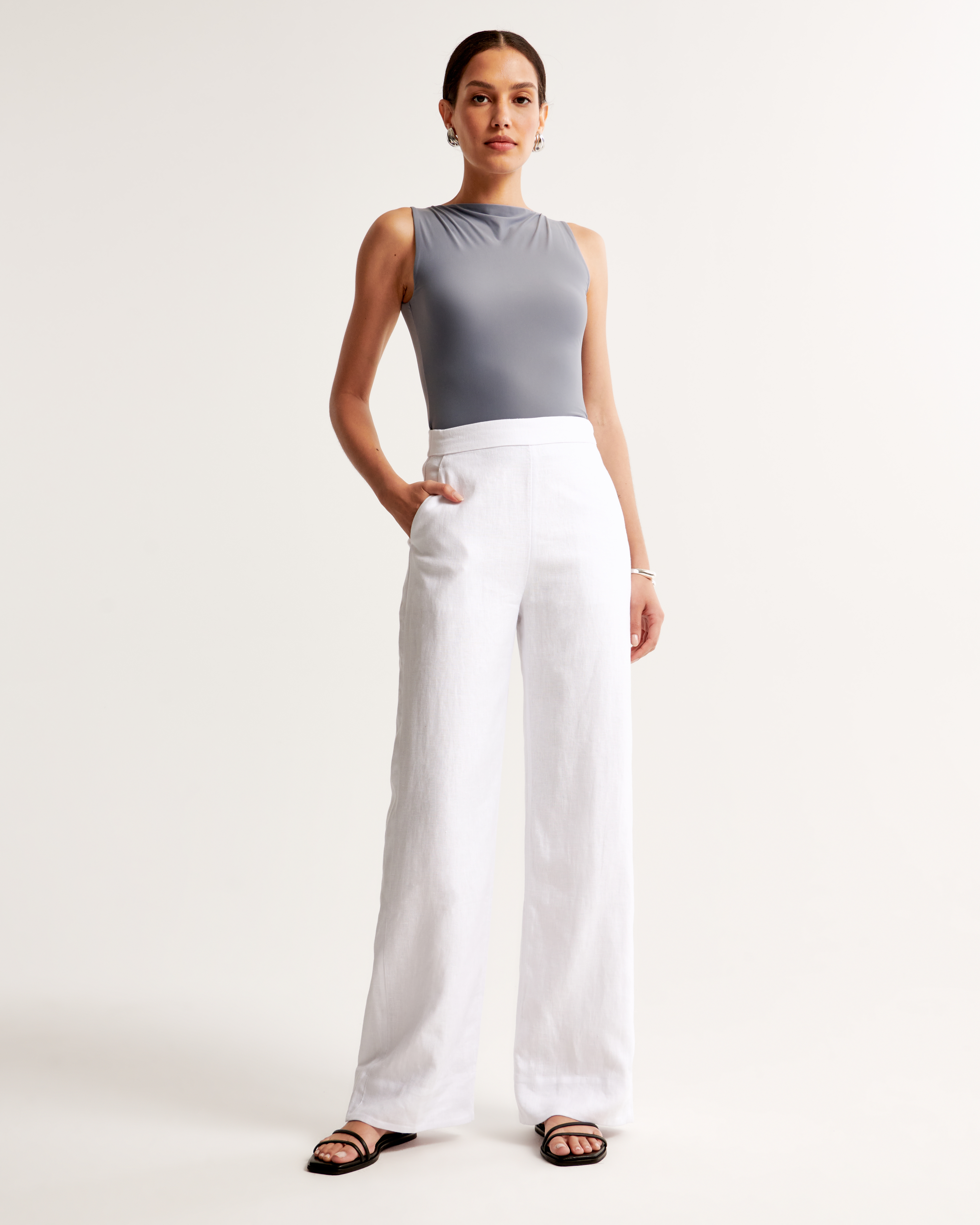 High waisted linen trousers best sale