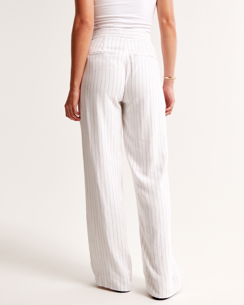 Linen-Blend Tailored Straight Pant