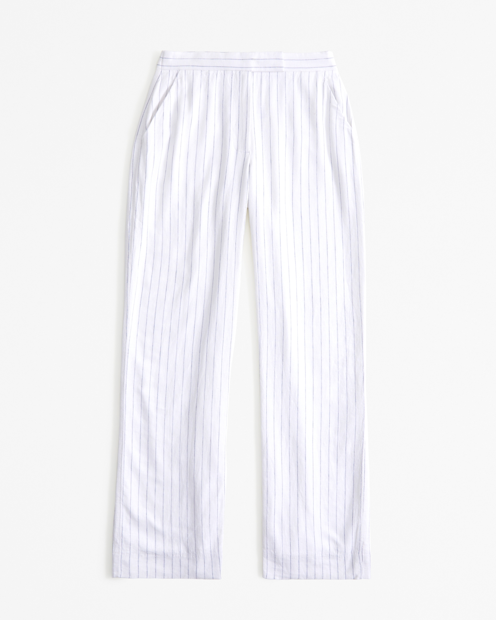 Linen-Blend Tailored Straight Pant