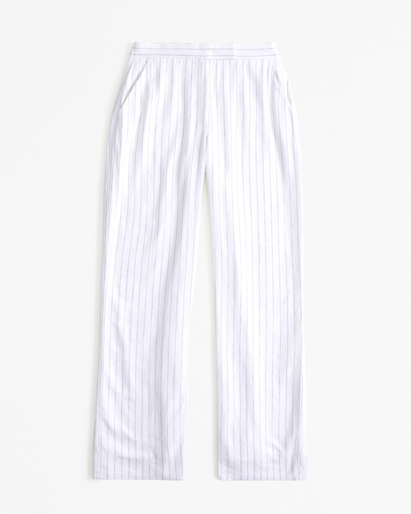 Linen Blend Tailored Straight Pant