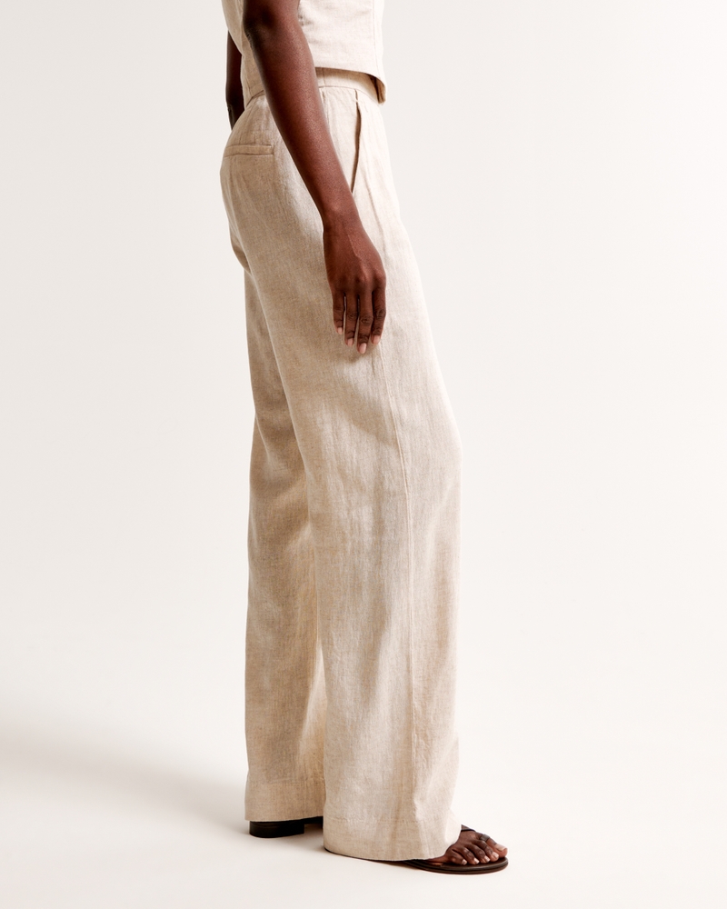 Linen-Blend Tailored Straight Pant