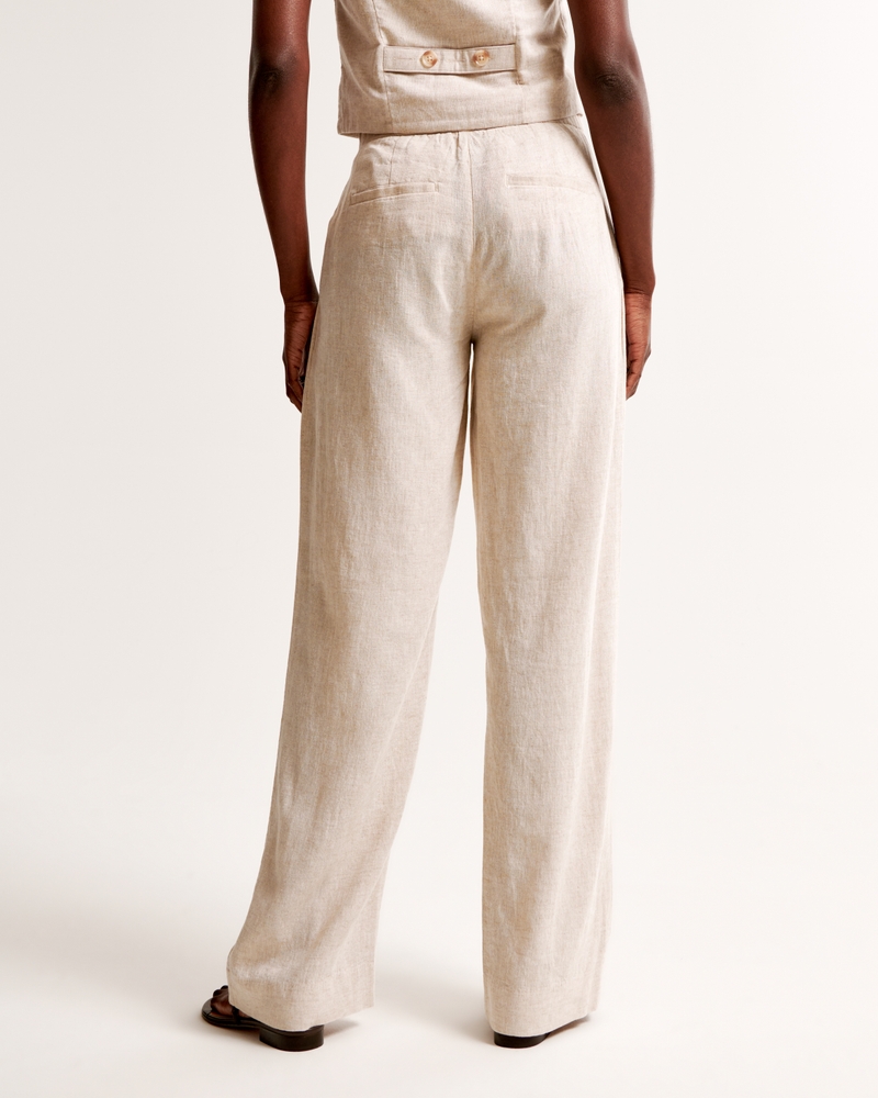 Linen-Blend Tailored Straight Pant