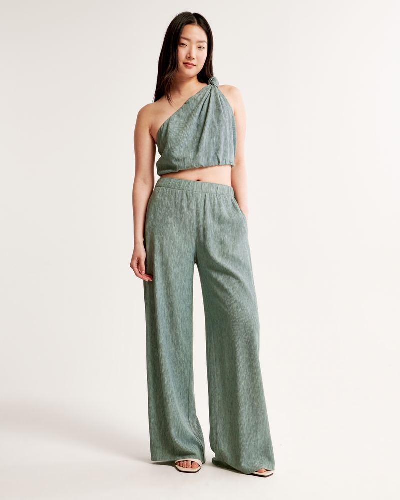 Crinkle Textured Pull-On Pant