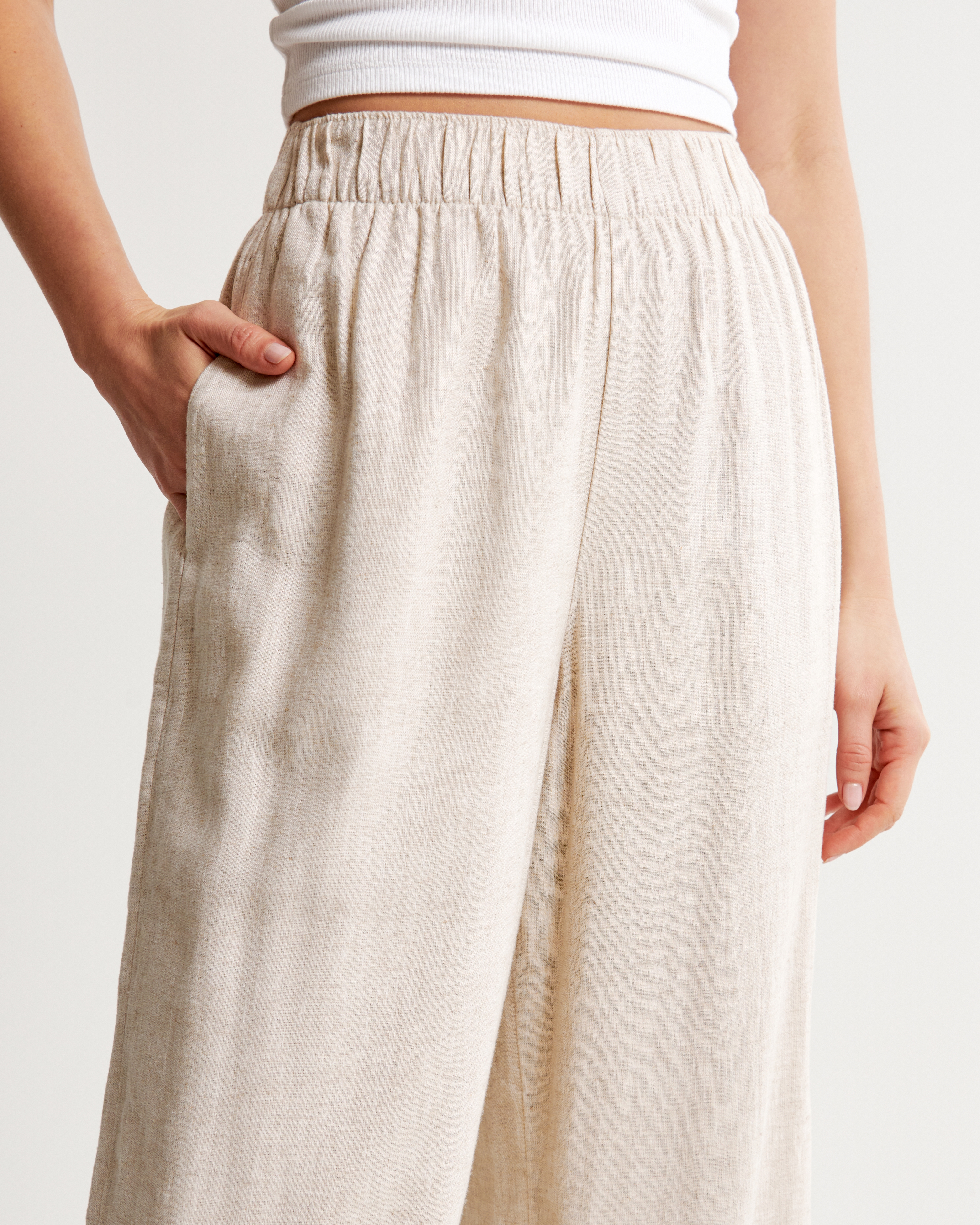 Linen-Blend Pull-On Pant