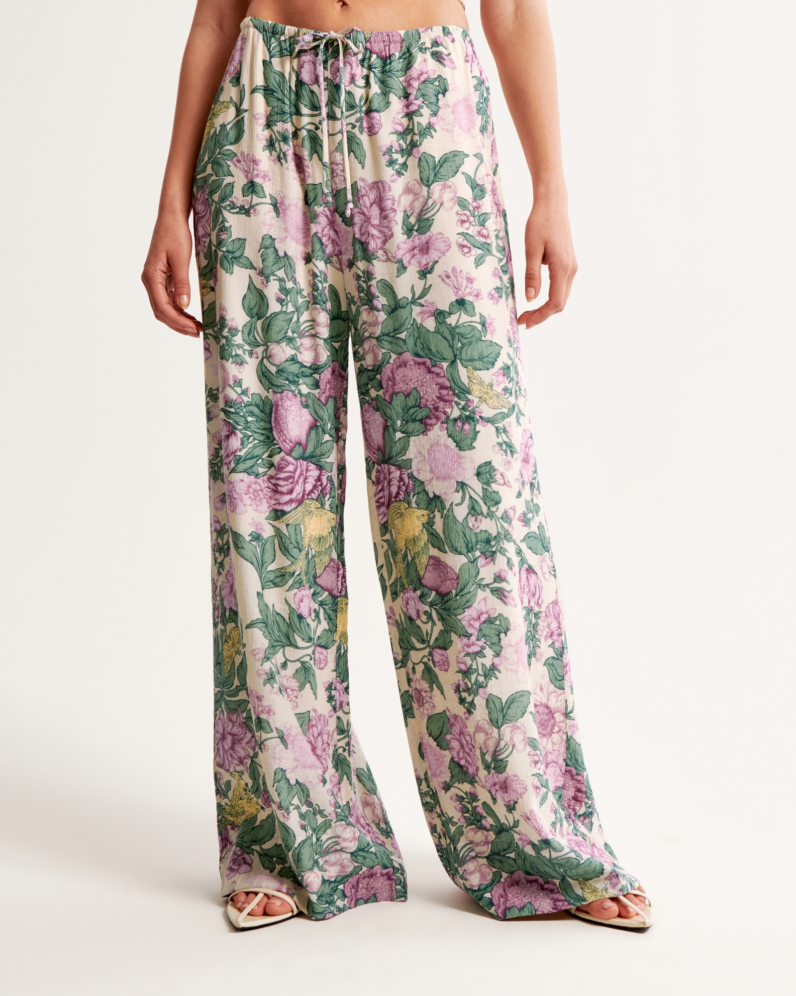 Crinkle Textured Pull-On Palazzo Pant
