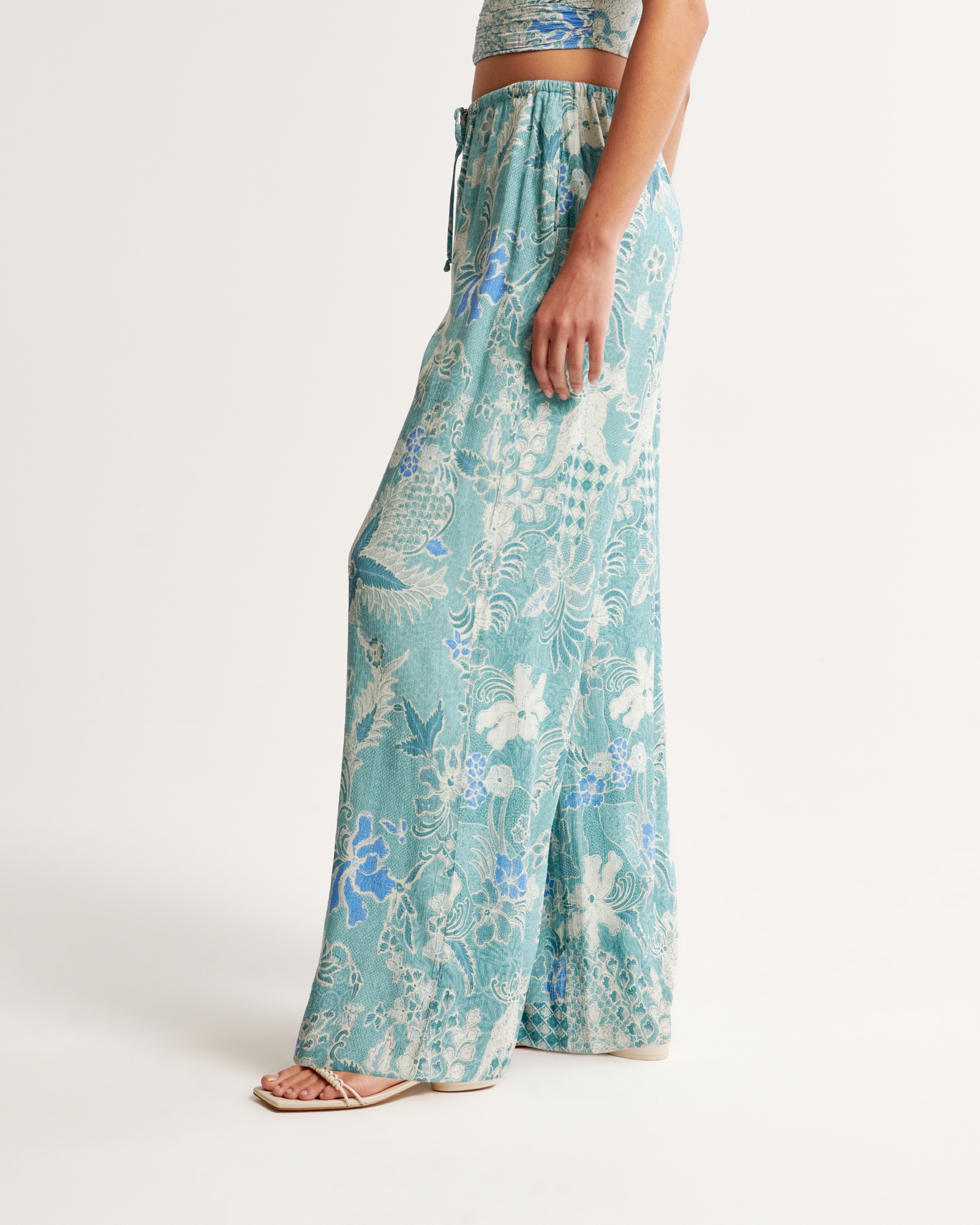 Women's Crinkle Textured Pull-On Palazzo Pant, Women's New Arrivals