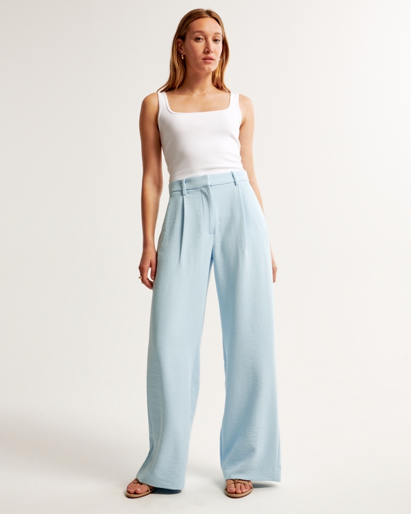 Pantalon sur mesure en tissu crêpe haut de gamme Harper A&F, Pale Blue